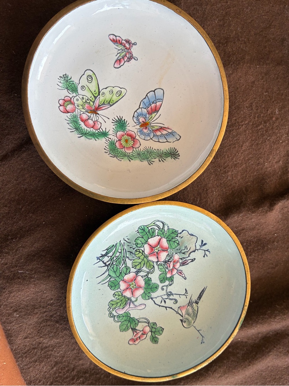 Hand-Painted Butterfly & Floral Decorative Plates - Set of 2